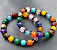 平价玉器 五彩多宝珠手链 女款女式水晶手链