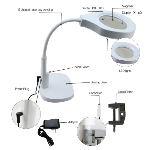 Best Desktop Magnifying Glass with LED Light for Reading, Beauty, Phone Repair, Inspection - Ultra Bright Desk Lamp 9145