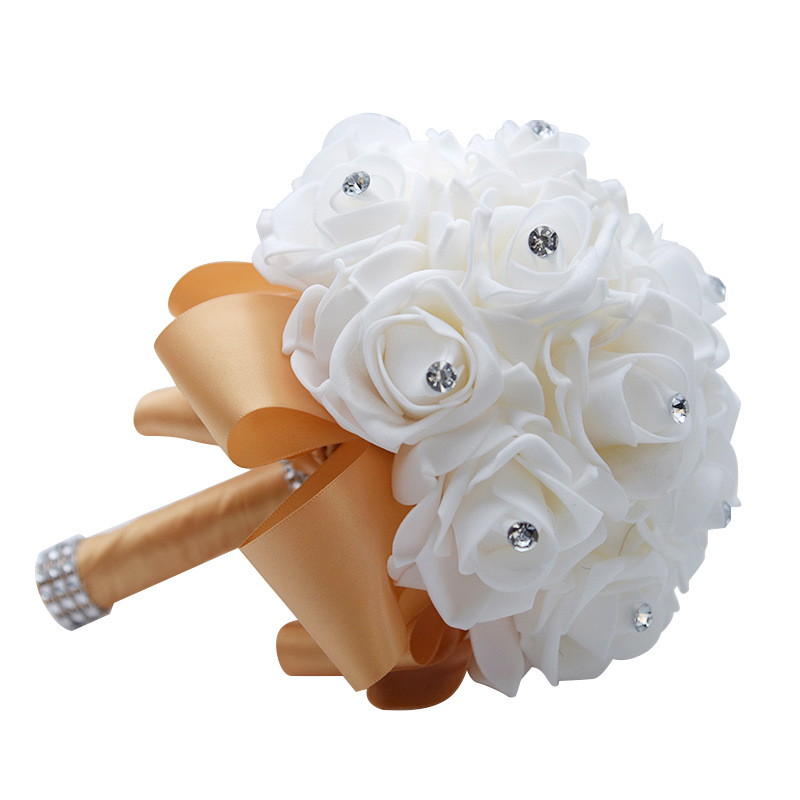 Western pe wedding bouquet satin ribbon artificial flower bouquet wedding supplies manufacturer D746 