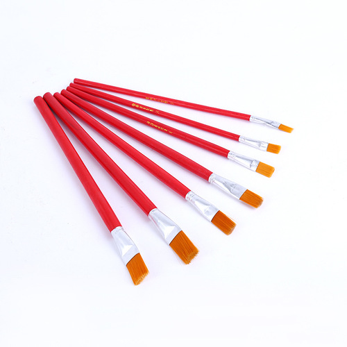 Direct Manufacturer Supply Red Rod Nylon Painting Brush, Red Wood Handle Nylon Color Brush, Gouache Watercolor Acrylic Painting Brush