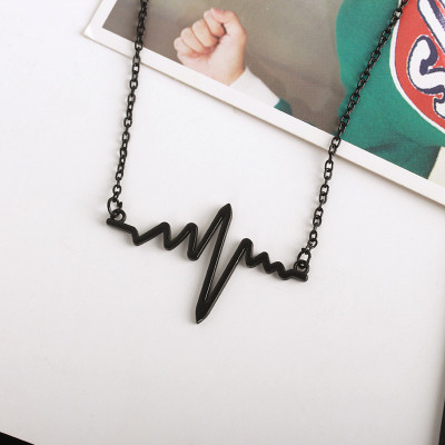 Wave Clavicle Chain Ecg Necklace Heart Frequency Pendant Necklace Heart Chain Necklace Wholesale display picture 1