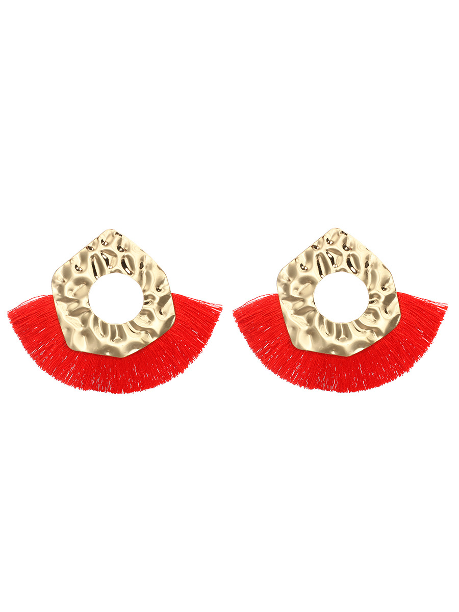 19g Weight Earrings Classification Birthday, Festival Occasion Women'S Gender Retro Style Rose Red, Pink, Red, Blue, Yellow, Black Color Fan-shaped Long Simple All-match Retro Tassel Earrings 4