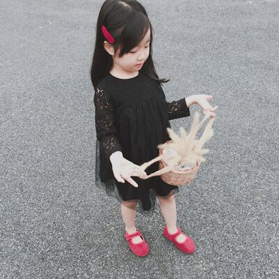 New fall girl Love soft Little black dress black Lace David full dress Dress On behalf of