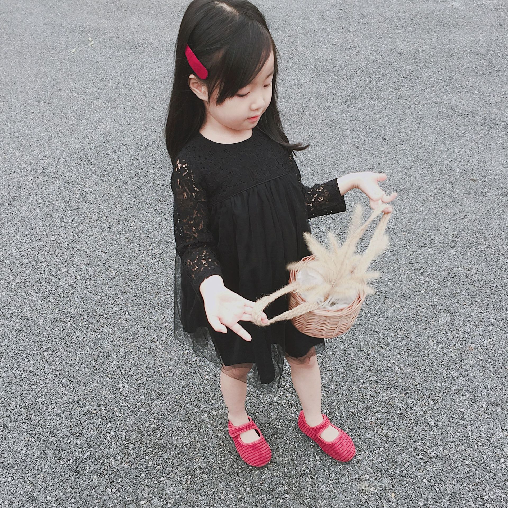 New fall girl Love soft Little black dress black Lace David full dress Dress On behalf of
