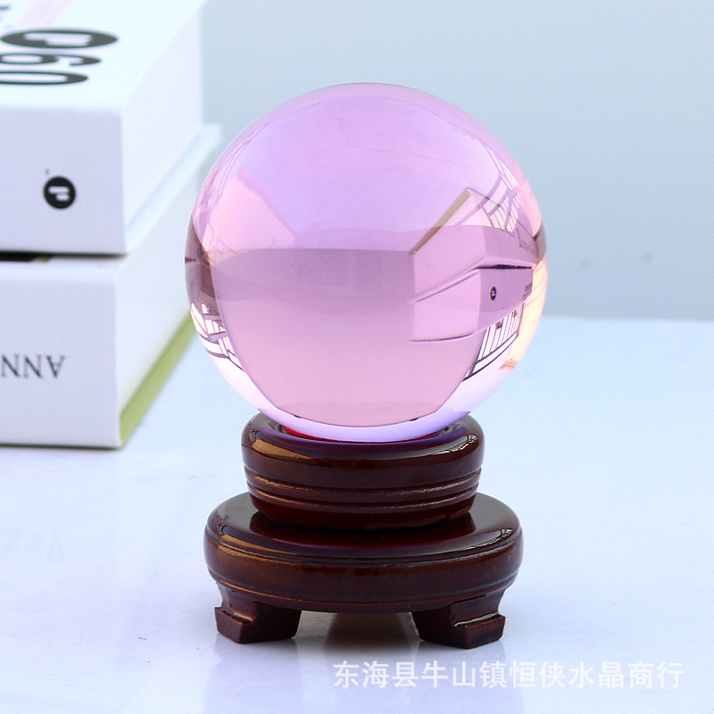 粉色水晶球 助爱情风水球  招桃花旺姻缘   店面增人气