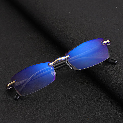 Factory Wholesale Fashion Rimless Cut Edge Reading Glasses Anti-blue light TR Reading Glasses for Men