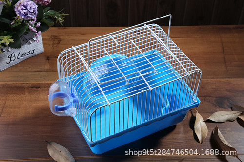 Wire encrypted small garden hamster cage plastic accessories running wheel kettle snack basin portable simple hamster cage