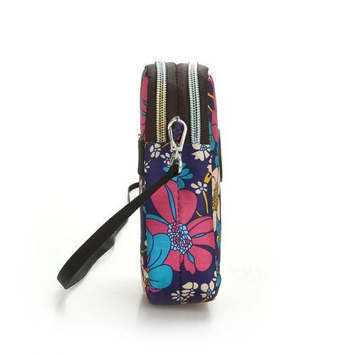 Korean multi-layered mini mobile phone bag, coin purse, floral cloth bag, clutch bag, new one-shoulder cross-body arm bag for women