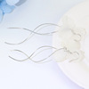 Fresh white line cute earrings with tassels, Korean style, flowered