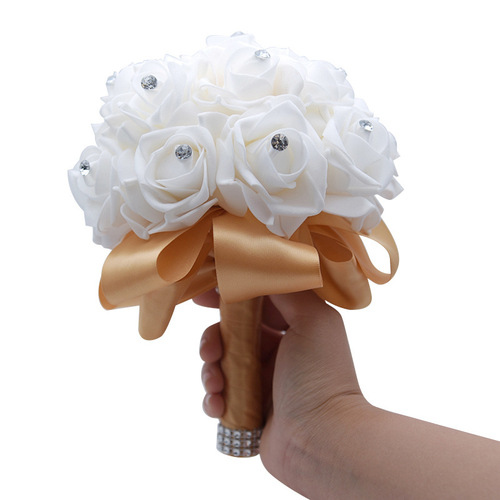 Western pe wedding bouquet satin ribbon artificial flower bouquet wedding supplies manufacturer D746 
