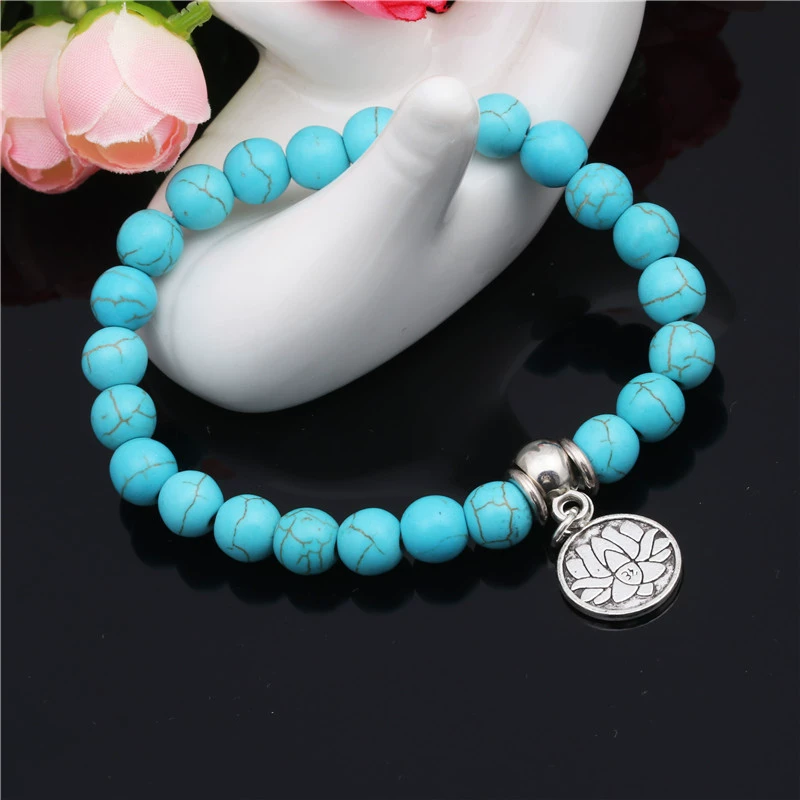 Бирюзовый подвеска, браслет из бусин, Aliexpress, ebay, Amazon, wish, 8мм, европейский стиль