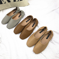 Grandma Shoes 2024 Spring and Autumn Flat Square Toe Loafers Two-Wear One-Piece Lazy Beanie Shoes Shallow Mouth Single Shoes for Women