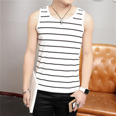 summer stripe vest 9.9 Young men Tight fitting motion Primer student leisure time Sandy beach Self-cultivation