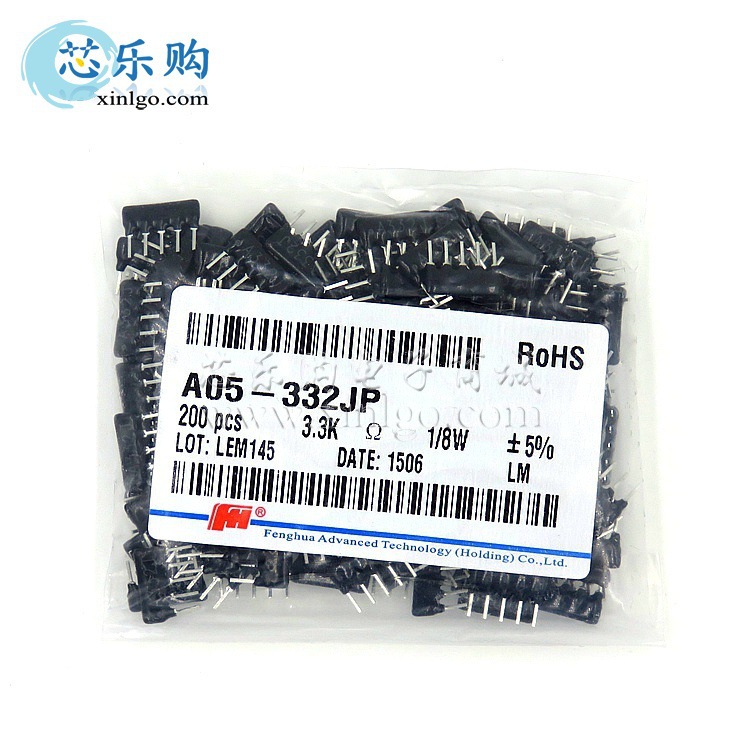 直插排阻 A05-222JP 3.3K 3K3 5P 5% 2.54mm 5脚排阻 双列排阻 