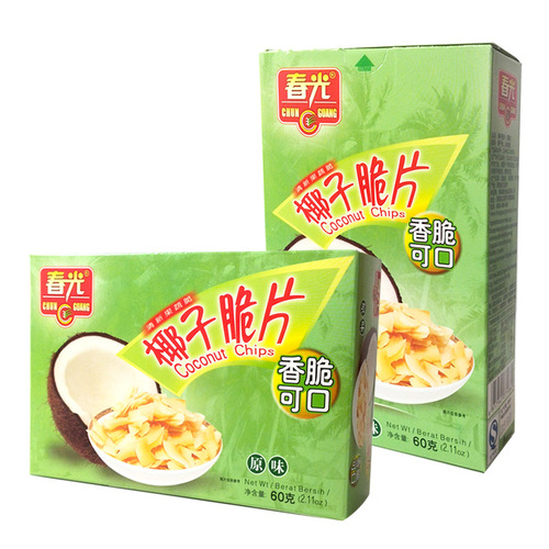 Hainan specialty Chunguang original coconut flakes 60g/box charcoal grilled crispy coconut flakes crispy dried fruits and vegetables snacks