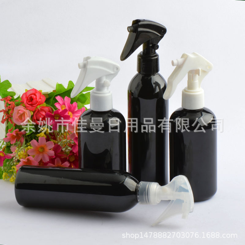 现货 250ml毫升圆肩黑色塑料 pet小老鼠喷雾瓶 浇花瓶 手扣式喷枪
