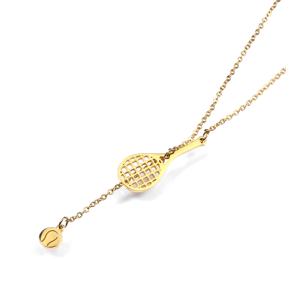 Daily, Street Occasion Casual Simple Style Sports Tennis Racket Titanium Steel Plating Sweater Chain