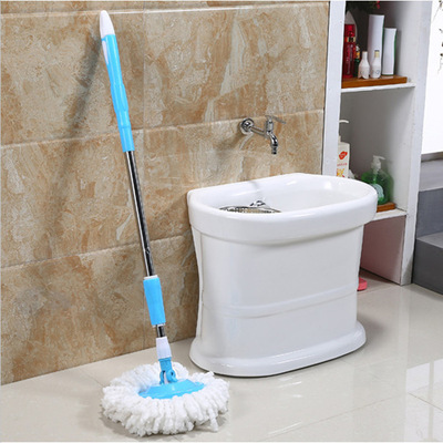 厂家直销陶瓷拖把池阳台拖布池槽洗墩布池双驱动旋转地拖盆卫生间