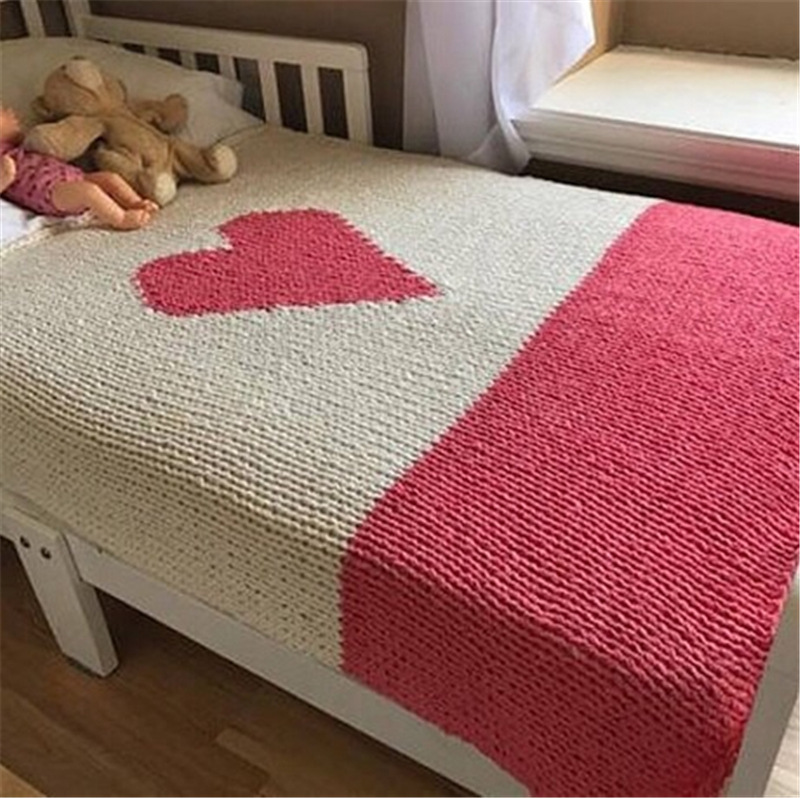 Pure handwork make knitting love sheet Autumn and winter Bedclothes lovely girl keep warm Wool mattress sheet