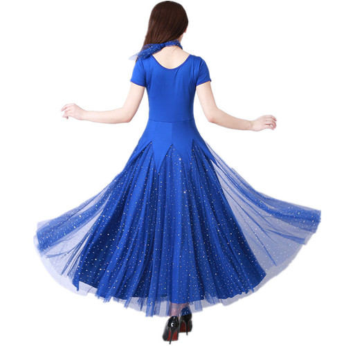 Royal blue Modern dress waltz full-skirted dress Women Girls Ballroom Dancing Dresses Tango Foxtrot Smooth Rhythm dance long Dance Skirts
