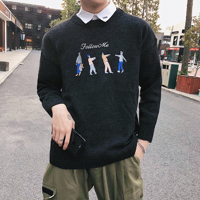 winter Cartoon Villain thickening sweater Harajuku bf Embroidery Sweater lovers ins Ultra-fire Sweaters