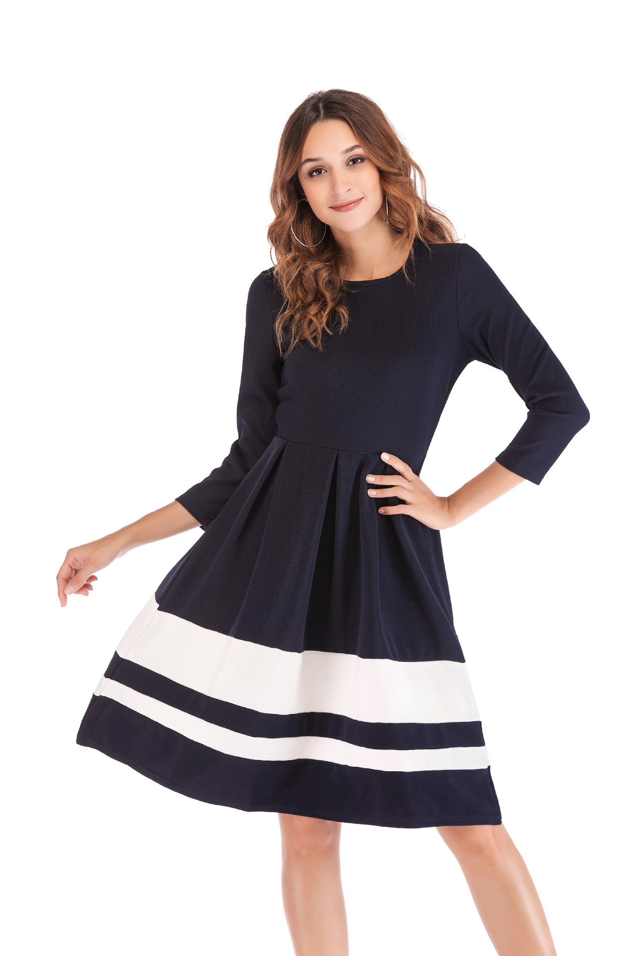 long sleeve striped dress nihaostyles clothing wholesale NSHML85498