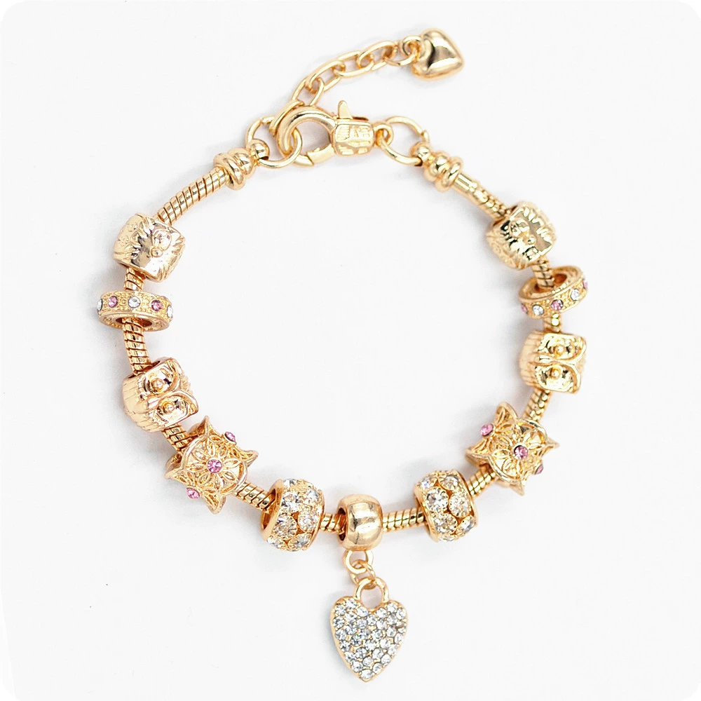 Amazon jewelry DIY crystal peach heart shell bracelet I love you glass beads