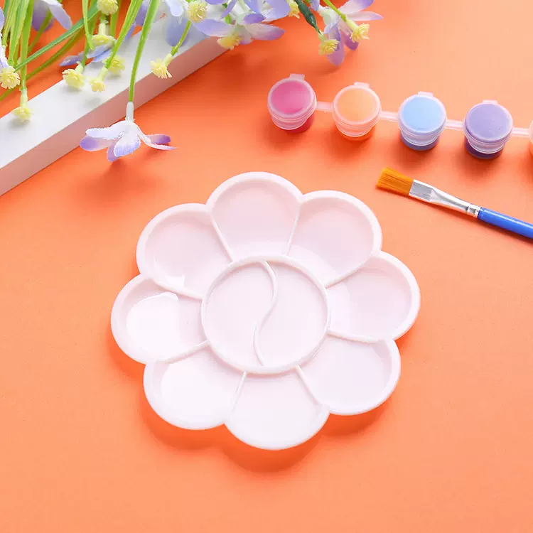 美术用品11CM调色盘小梅花调色盘儿童涂鸦DIY绘画工具中号调色盘