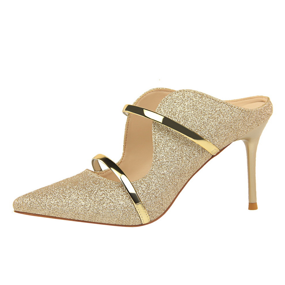 Modische High-heel-pantoletten Mit Pailletten Für Damen_voghion.com