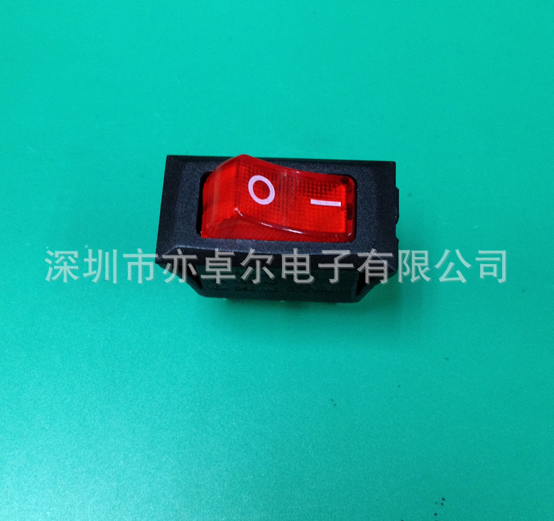 正品台湾HONGJU原装船型开关R-2-110-C5L-BR三脚红灯翘板开关