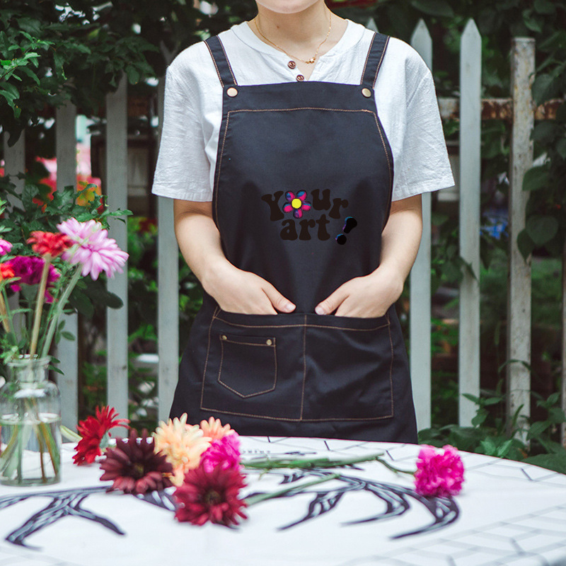 Moda estilo coreano delantal logotipo personalizado restaurante dieta café leche tienda de té tienda de flores supermercado pintura de uñas trajes