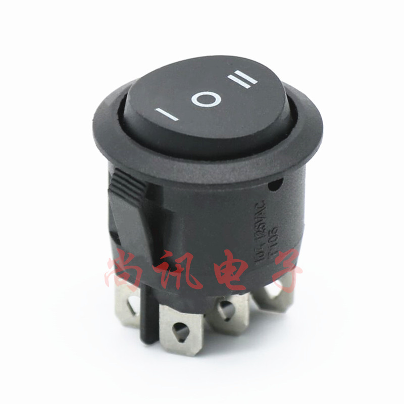 圆形船型开关3档6六脚三档船形开关25MM 圆形童车翘板开关开关