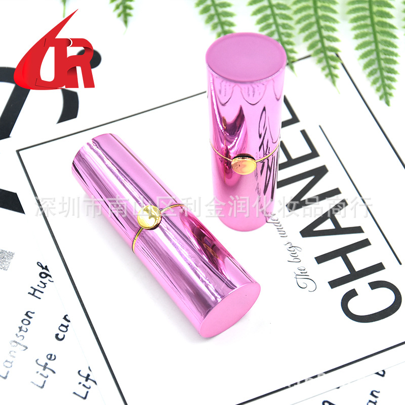 厂家直销现货供应高档紫色椭圆形磁铁口红管DIY空管3.5g