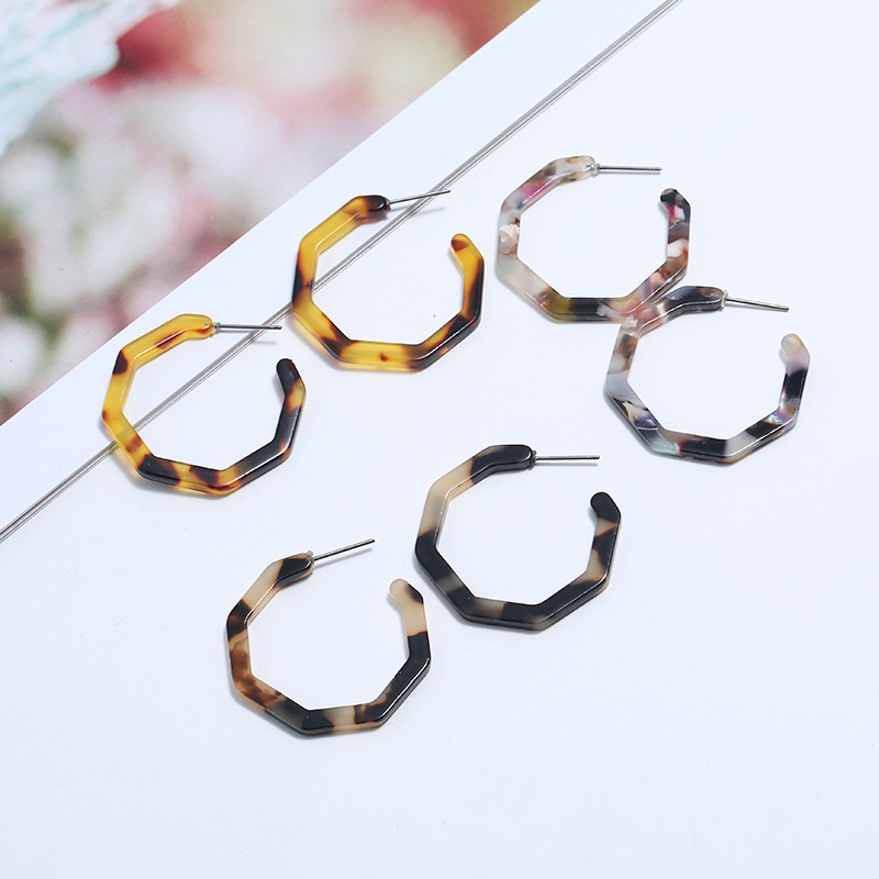 Exaggerated Acetate Plate Creative Geometric Leopard Print Earrings display picture 2