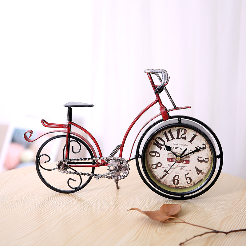 Retro Iron Crafts Clock Bicycle Clock Home House Ornaments Creative Gifts