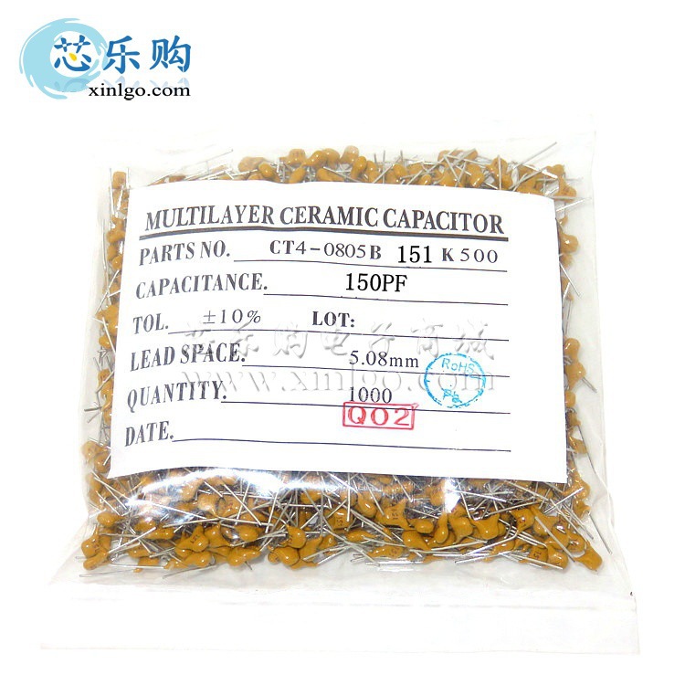 独石电容 151K 150PF 50V 间距5.08MM 瓷片电容 电容器