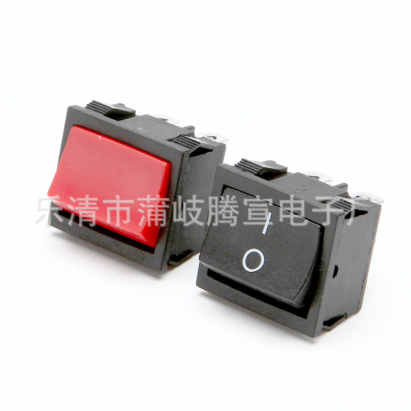 生产批发 船型开关KCD5-201 黑/红 6脚3档 翘板开关 电源开关