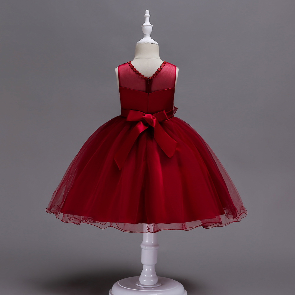 Été Nouveaux Enfants Robe De Princesse Robe Dentelle Maille Robe Sans Manches Robe Petit Hôte Performance Robe display picture 12