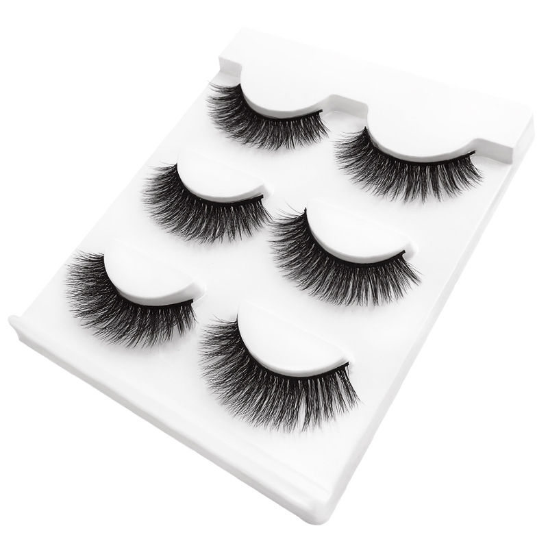 Mink Hair Material Solid Color Mink Hair False Eyelashes 3 Pairs