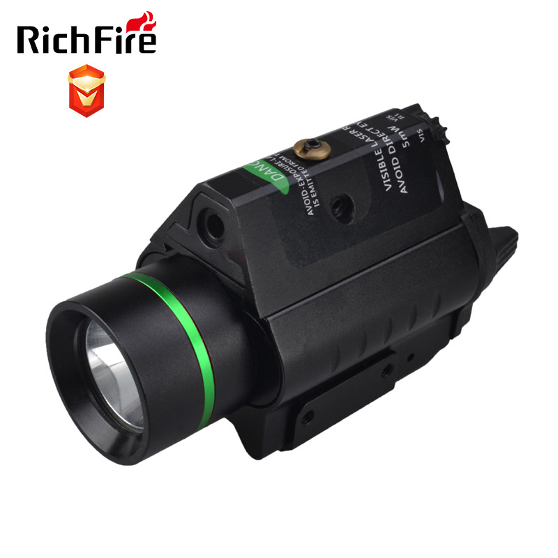 RichFire户外绿色激光战术手电筒 LED强光远射头盔下挂手电