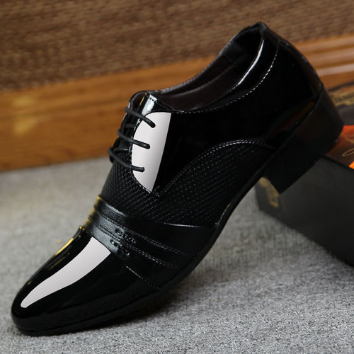 New spring and autumn business casual leather shoes, front lace-up work shoes, large size men's shoes, cross-border Korean style British style men's shoes