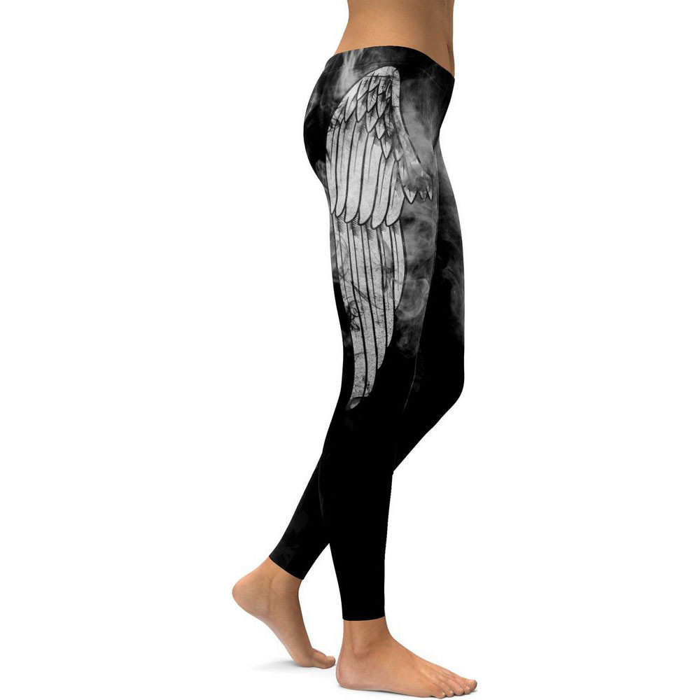 Legging Ange Aile Blanche Fond Noir