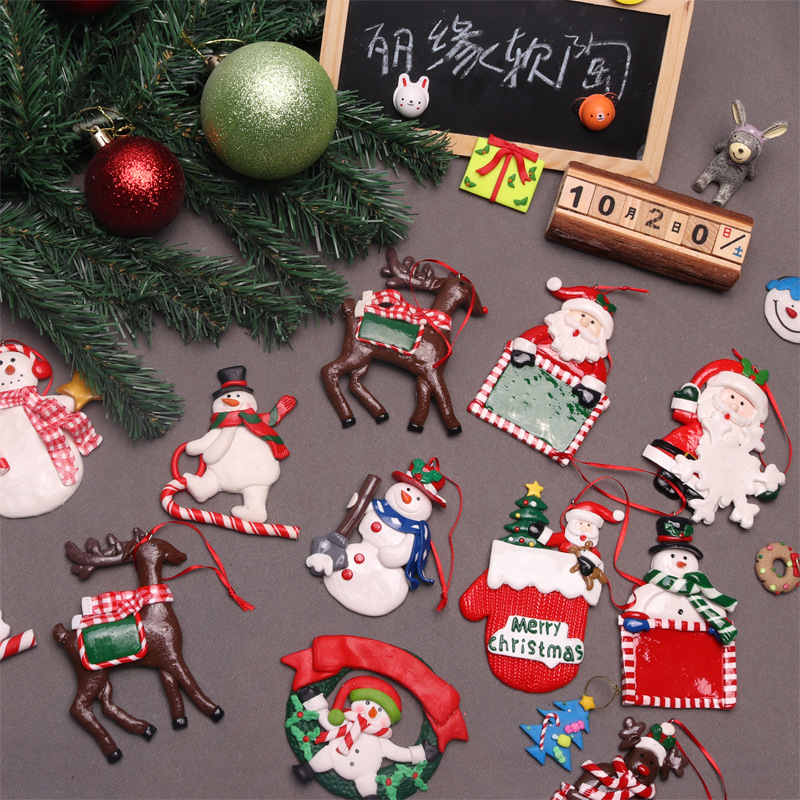 2018新款圣诞老人姜饼人小鹿软陶泥手工艺品儿童玩具创意挂件批发|ms