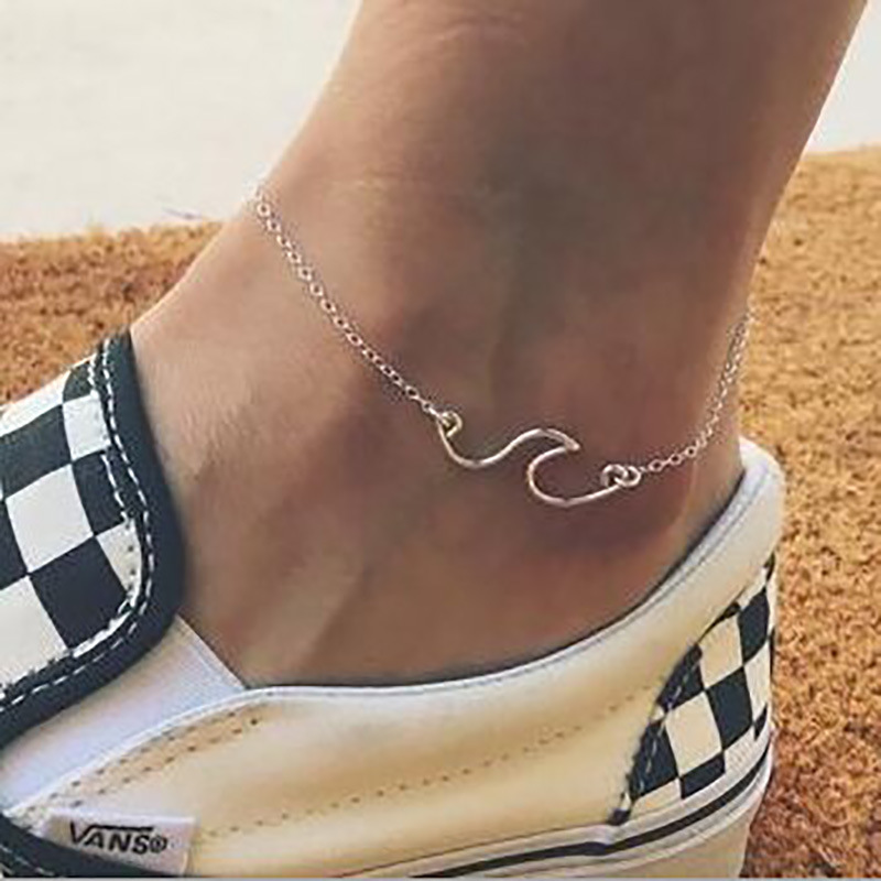 Металлический волнистый геометрический летний пляжный браслет на ногу, европейский стиль, подходит для импорта