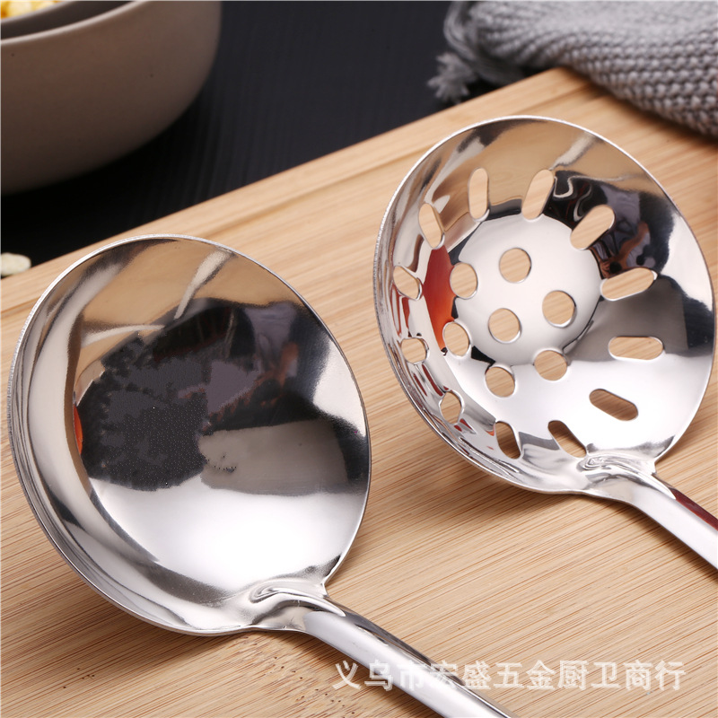 跨境专供厨房火锅汤勺汤漏加厚无磁不锈钢火锅用品二件套烹饪工具详情图9