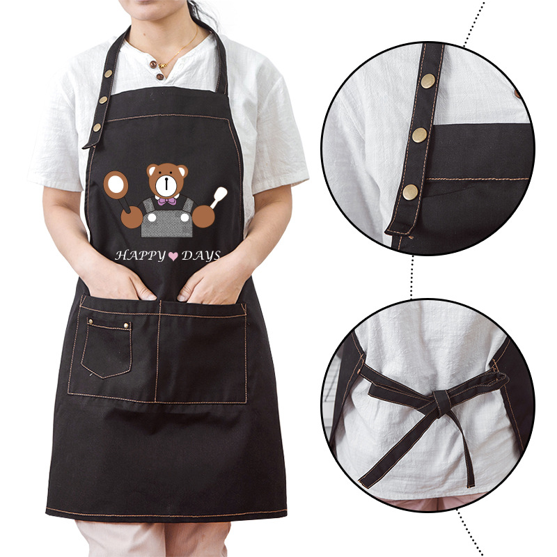 Estilo coreano adulto pareja de dibujos animados sin mangas tela casa cocina hornear delantal cocinero de la cintura de los hombres y las mujeres sobretodo