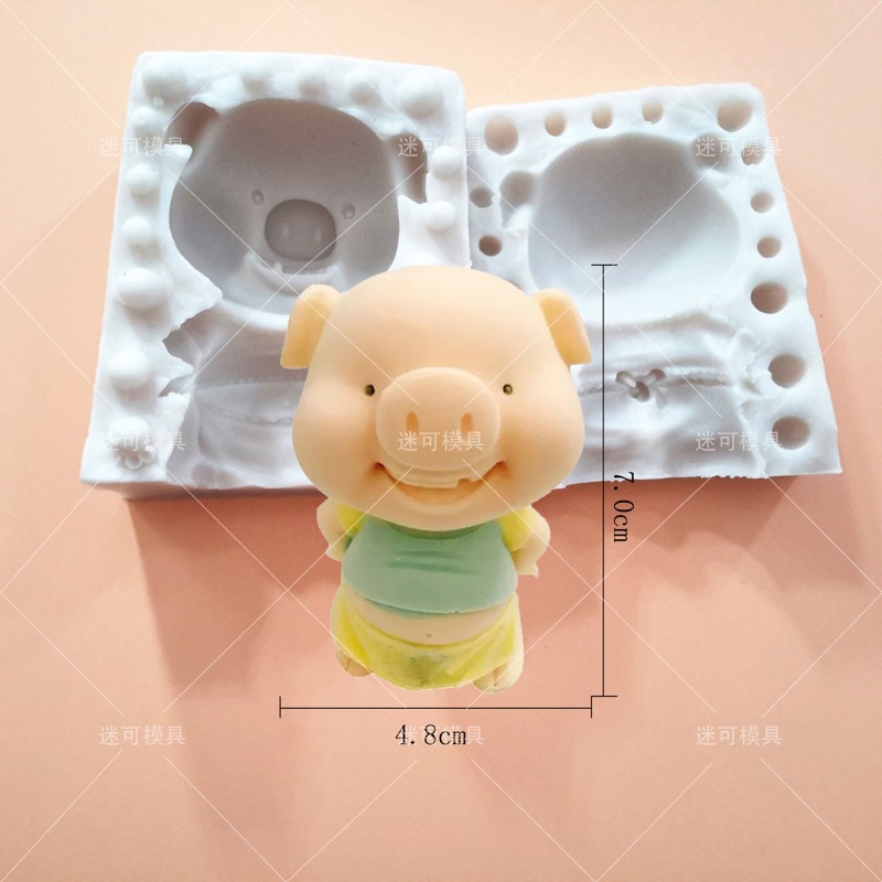 3D mousse molde de pastel de cerdo helado desdentado cerdo fondant molde de silicona olla caliente molde de base de aceite rojo