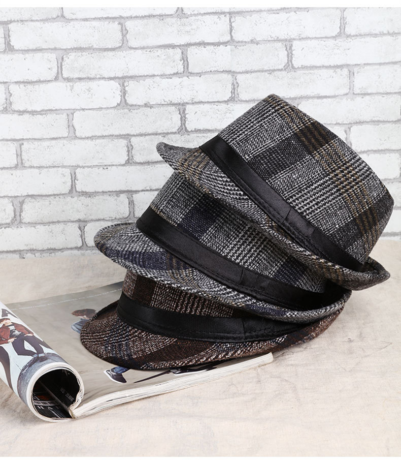 Men's Korean Style Lattice Crimping Fedora Hat display picture 2