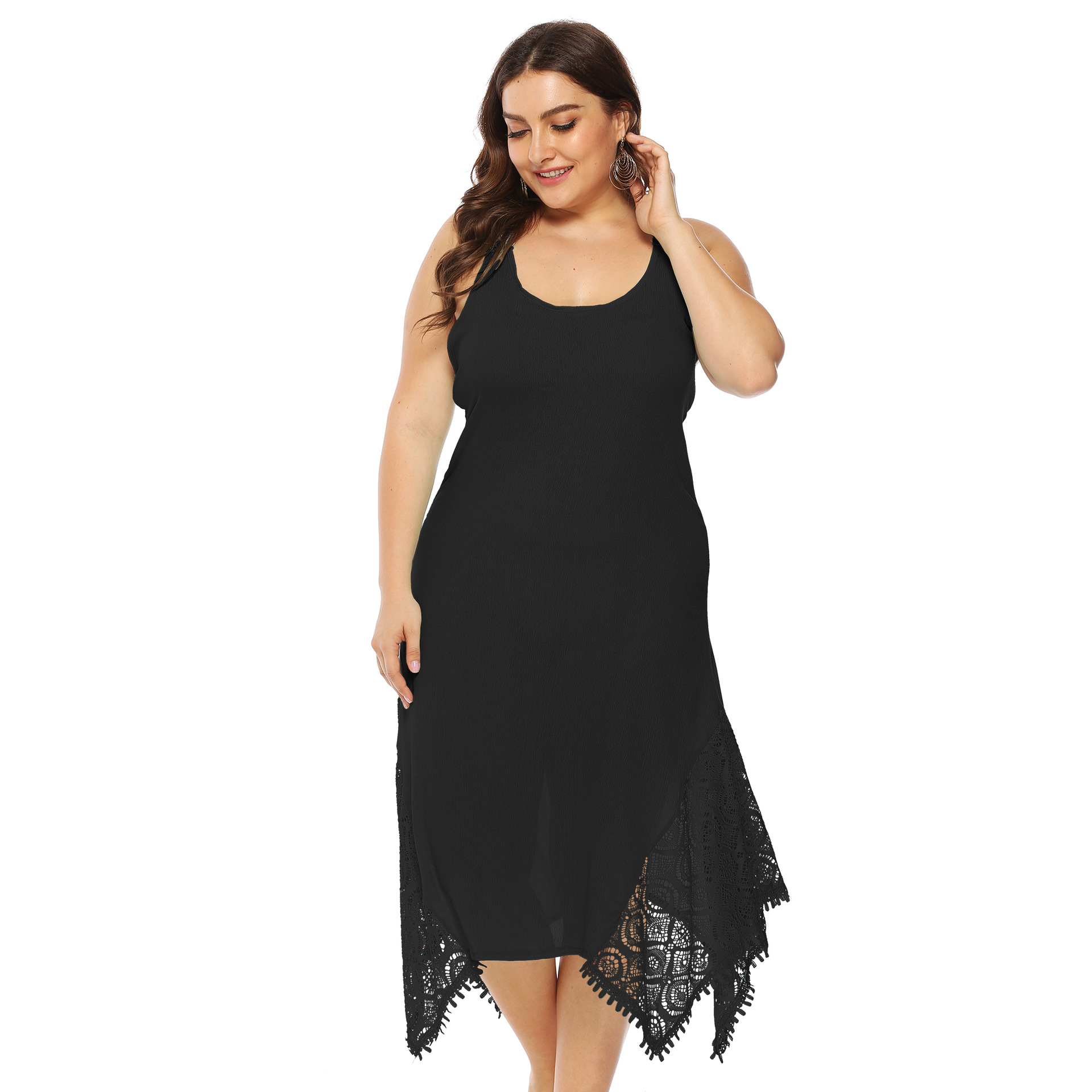 plus size sexy strappy halter lace dress NSOY45980