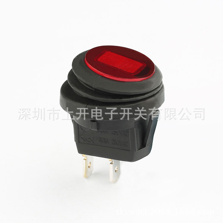 KCD8翘板船型开关船形防水开关圆形外置带灯电源波动防水开关